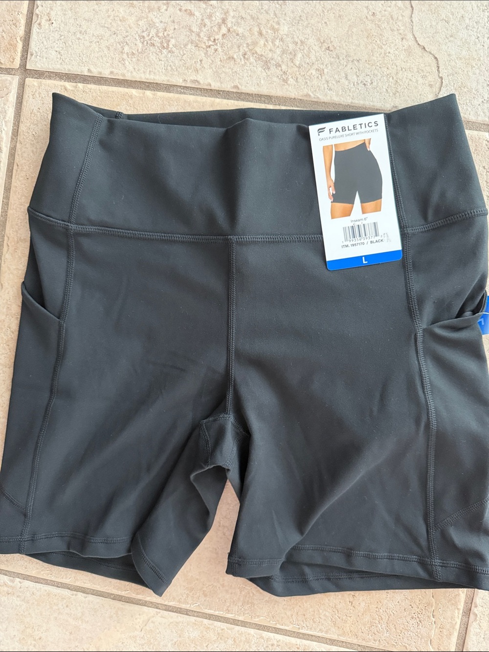 Fabletics Oasis Pureluxe Biker Shorts XL- Black-NWT
